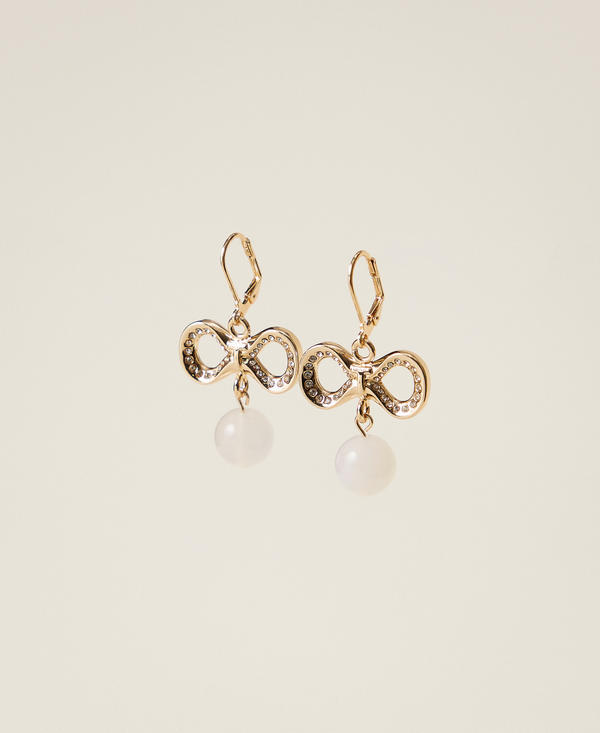 Earrings with rhinestones and logo