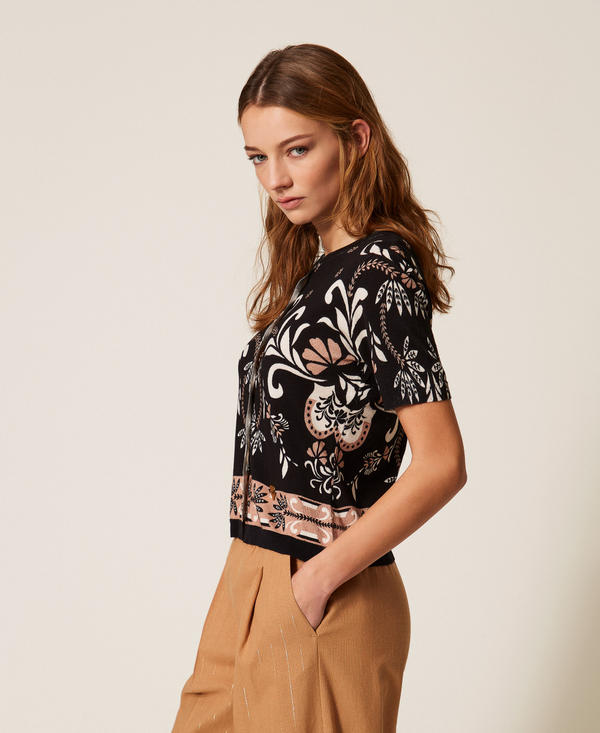 Cardigan con stampa foulard