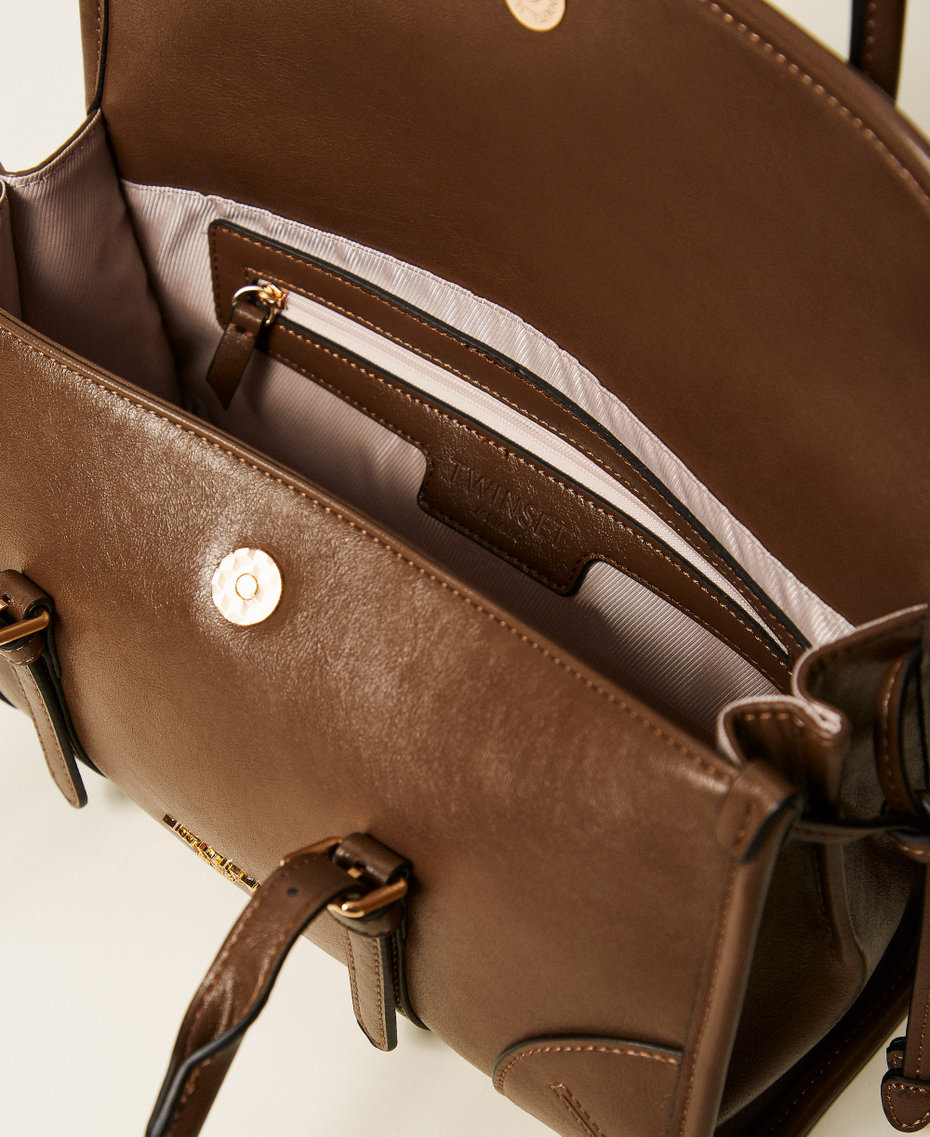 Bowler bag with buckles Mud Brown Woman 252TD8041_00021_04