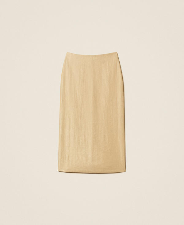 Laminated midi skirt