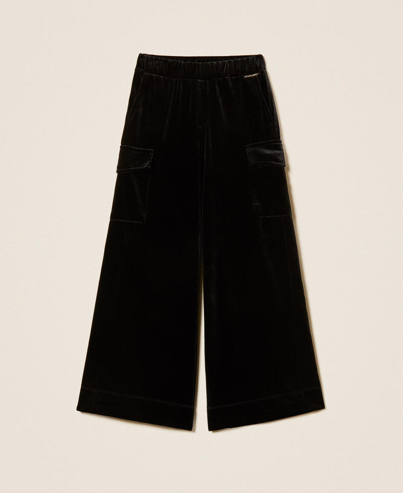 Palazzo-Hose aus Chenille Schwarz M&auml;dchen 262GJ2261_00006_S0
