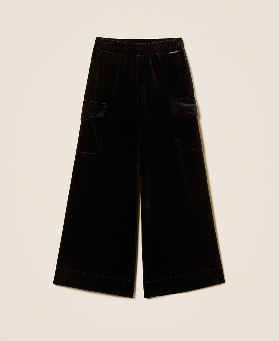 Palazzo-Hose aus Chenille Schwarz M&auml;dchen 262GJ2261_00006_S0