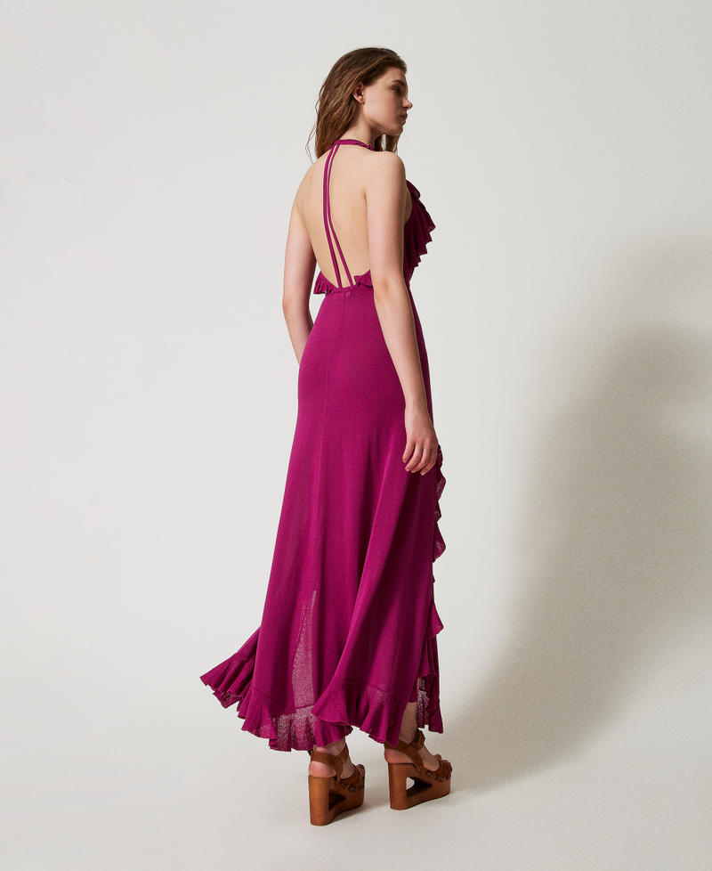 Long knit dress with flounces