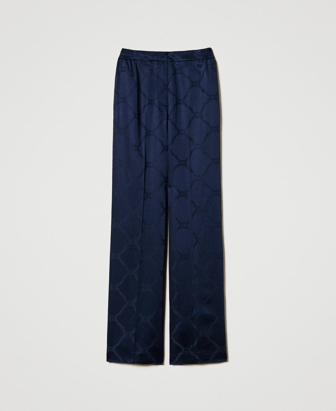 Trousers with jacquard Oval T Indigo Woman 251TP2011_00384_0S