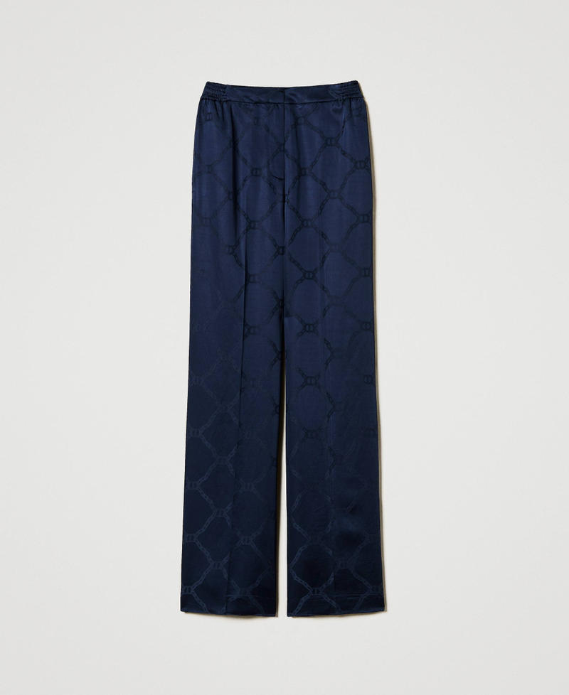 Trousers with jacquard Oval T Indigo Woman 251TP2011_00384_0S