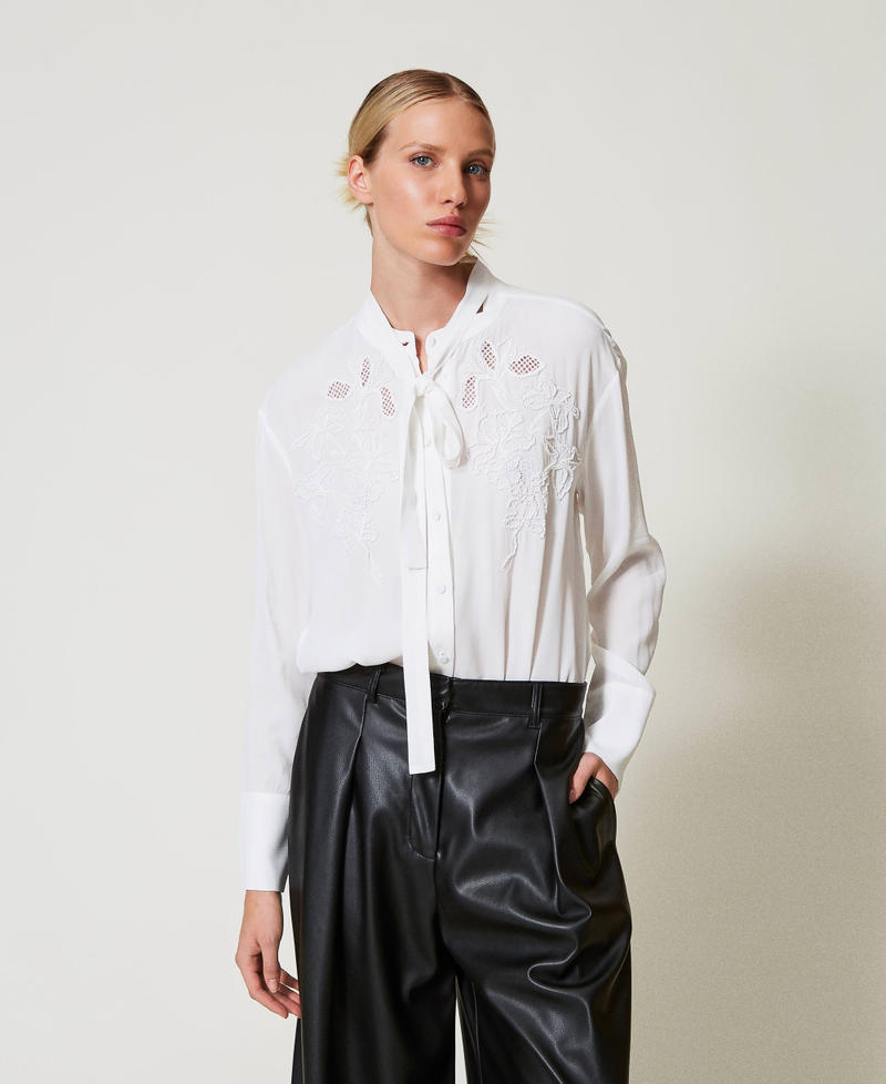 Camicia in georgette con ricamo Bianco Neve Donna 251TP2690_00282_01