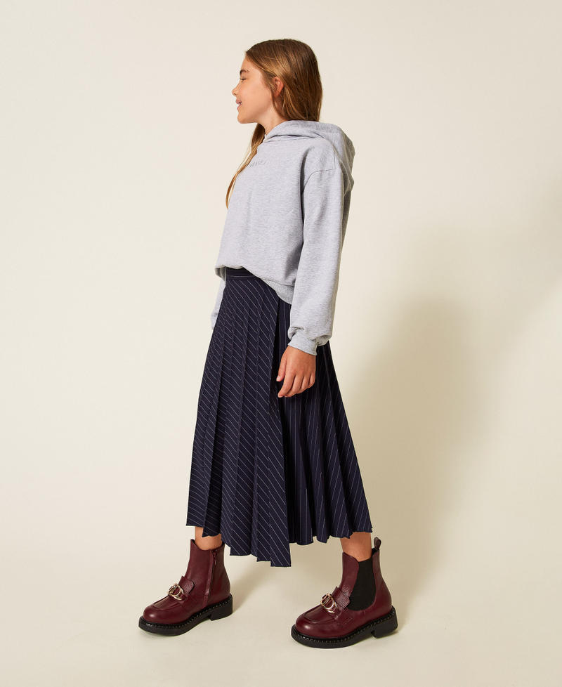 Pinstripe midi wrap-around skirt Classic Blue/Off White Stripe Girl 252GJ2043_12713_02