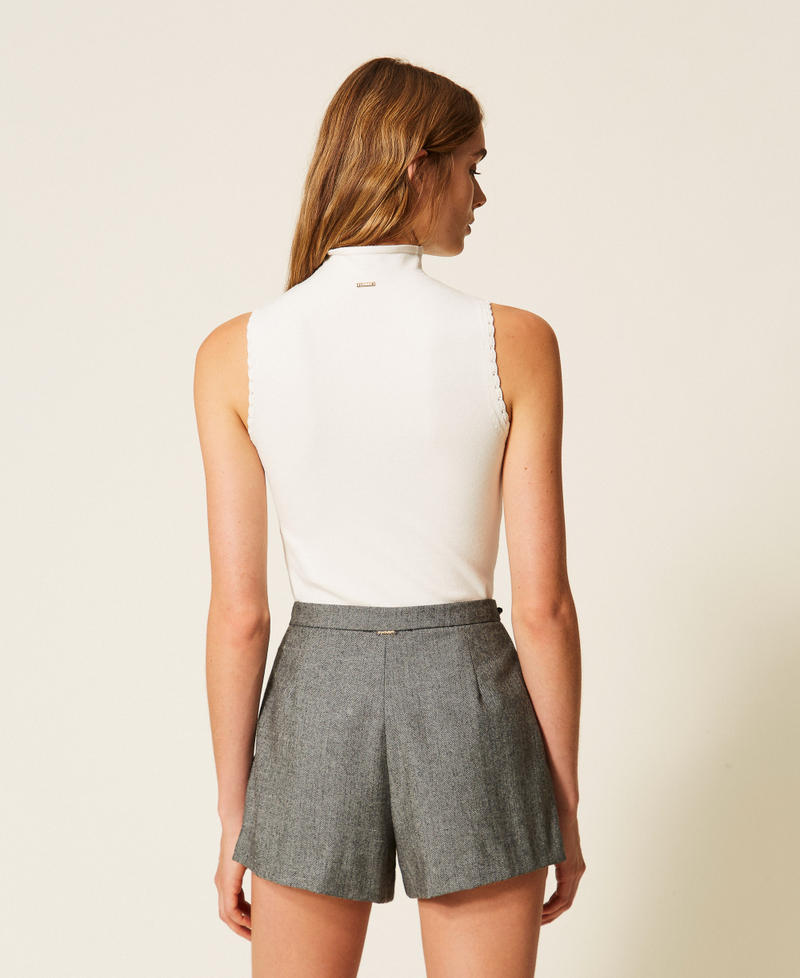 Top in maglia con dettagli crochet Bianco Neve Donna 262TP3034_00282_03