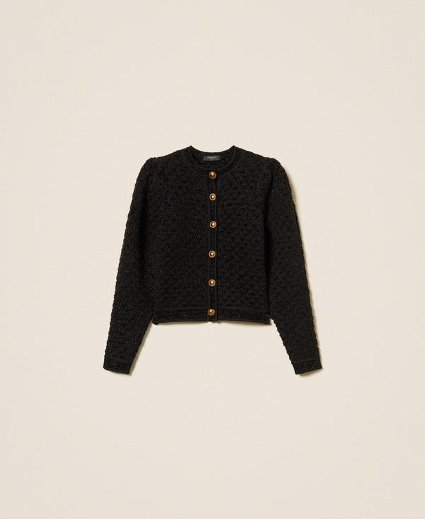 Two-tone jacquard knit jacket