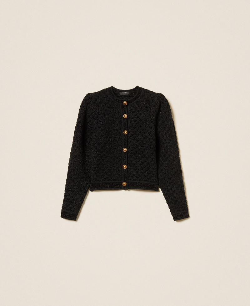 Two-tone jacquard knit jacket Black Woman 252TS3100_00006_S0