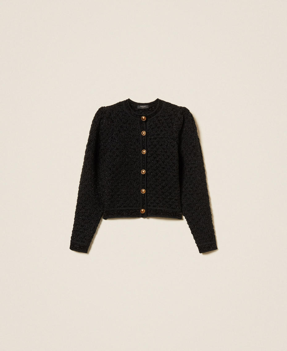 Two-tone jacquard knit jacket Black Woman 252TS3100_00006_S0