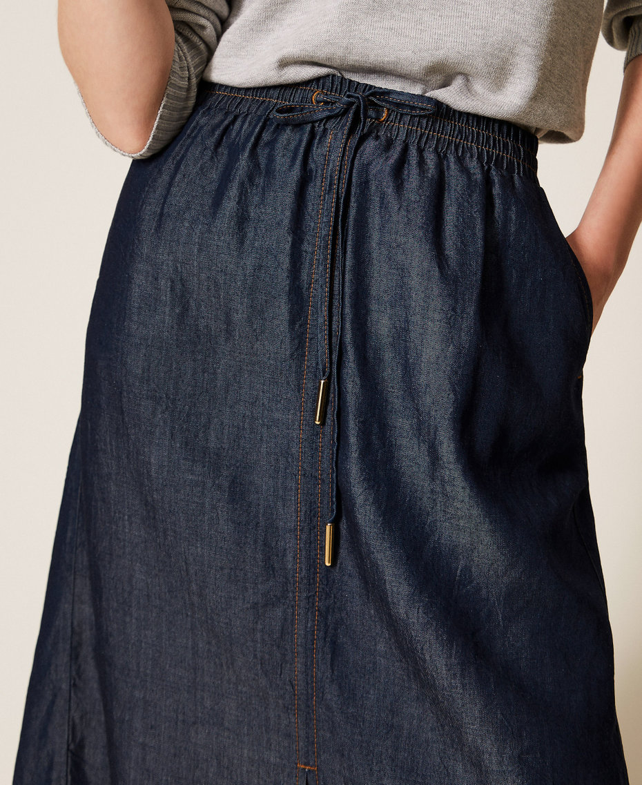 Chambray midi skirt Dark Denim Woman 261LL2QEE_01225_04
