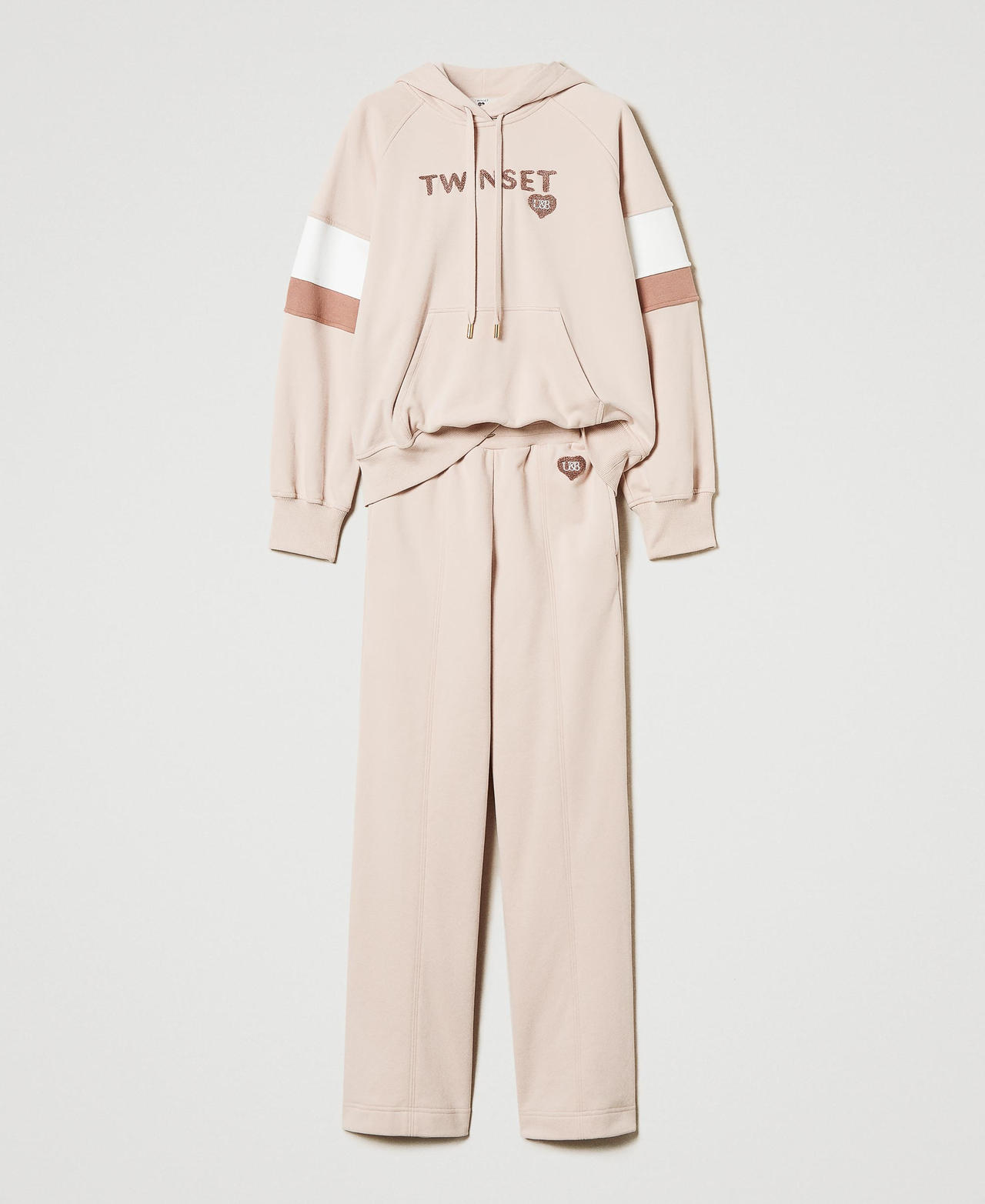 Scee by twin set Felpa con cappuccio e pantaloni a palazzo