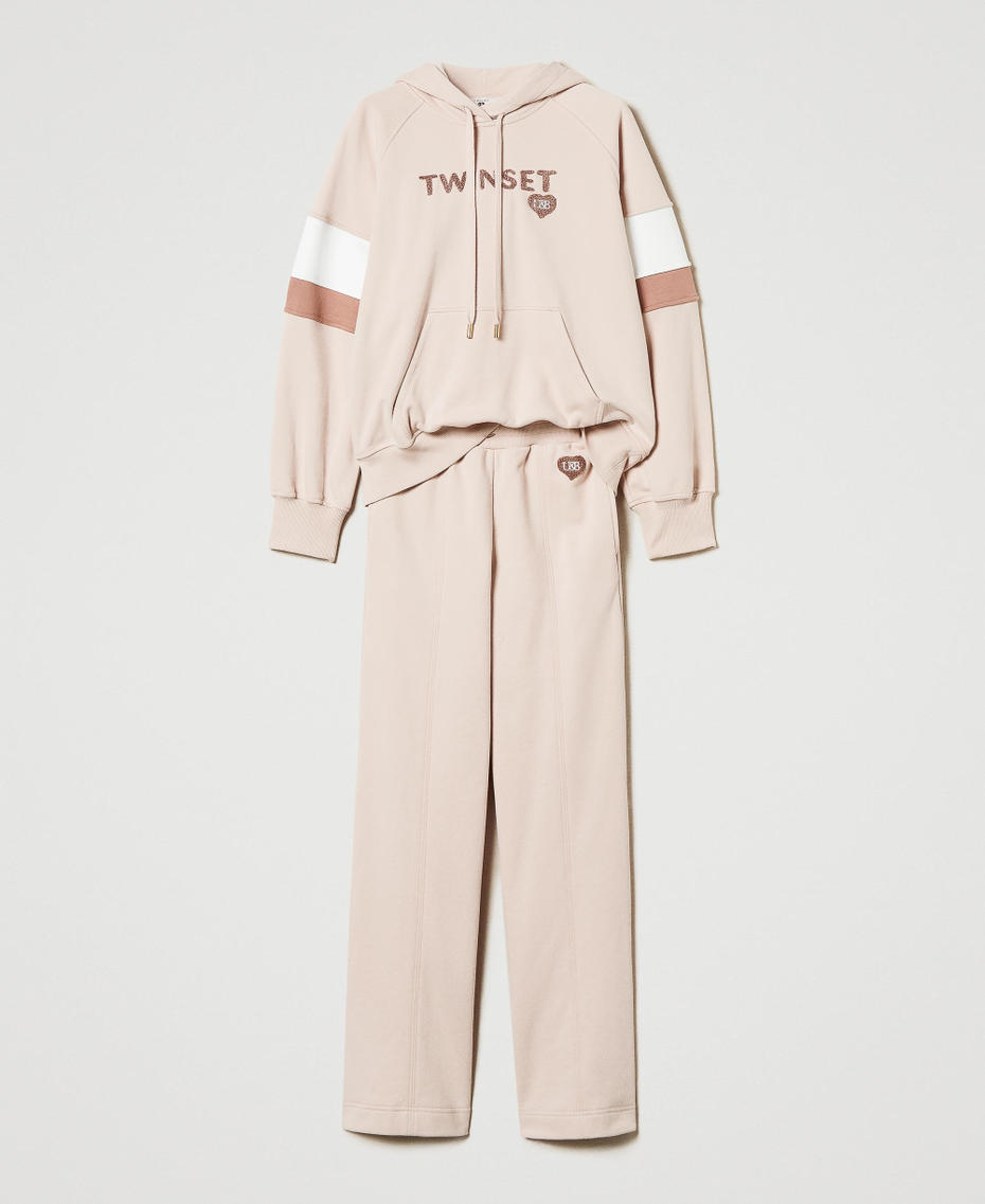 Felpa con cappuccio e pantaloni a palazzo Multicolor Caramel Camel / Les Beiges / Madreperla Donna 242LI2CLL_11806_S0