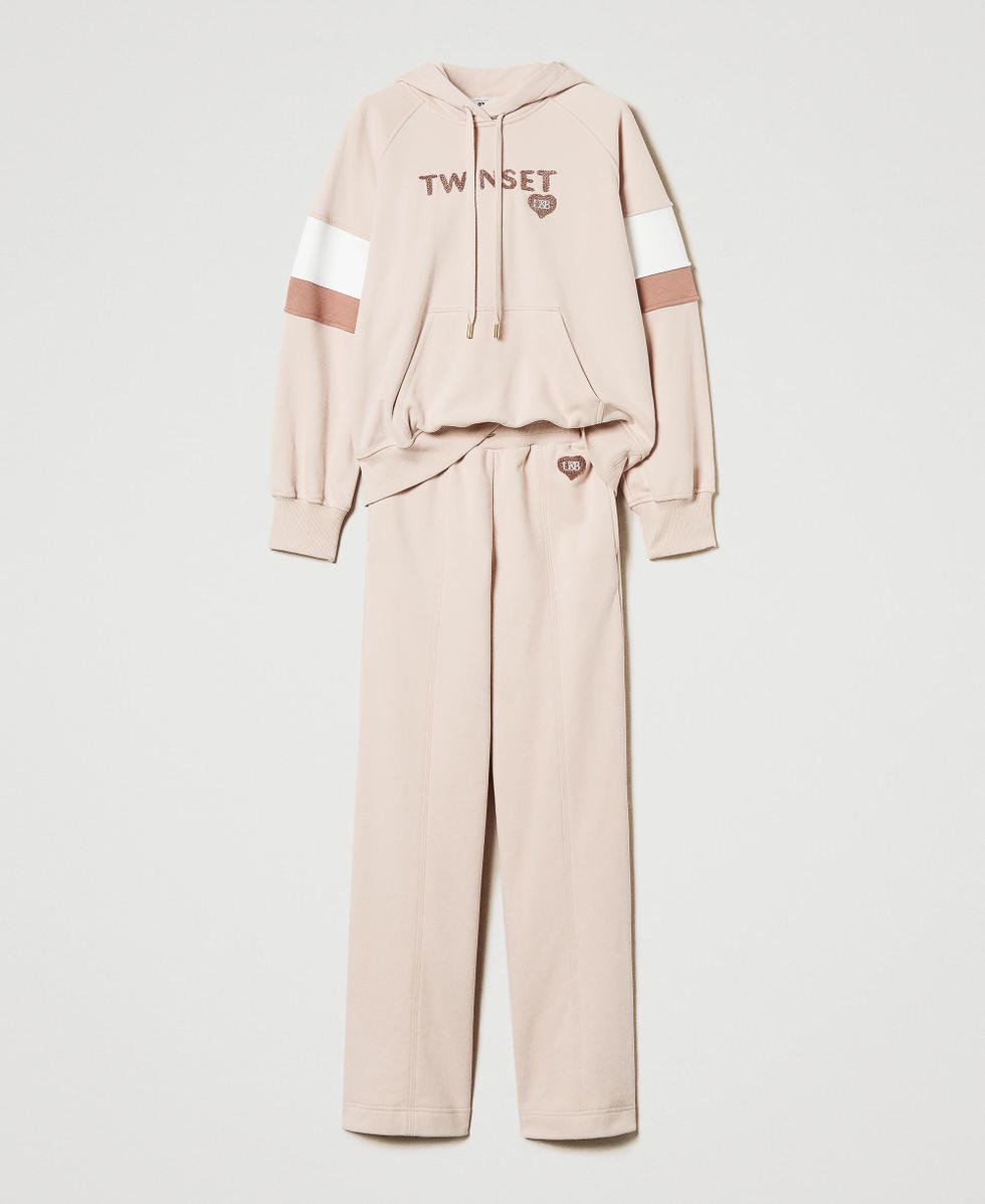 Hoodie and palazzo trousers Woman, Brown | TWINSET Milano