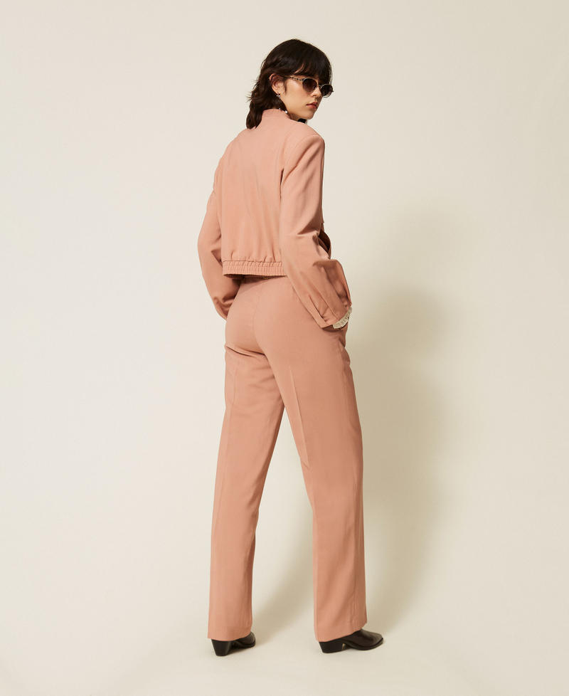 Straight twill trousers with pockets Dusty Pink Woman 262TP268G_00916_03
