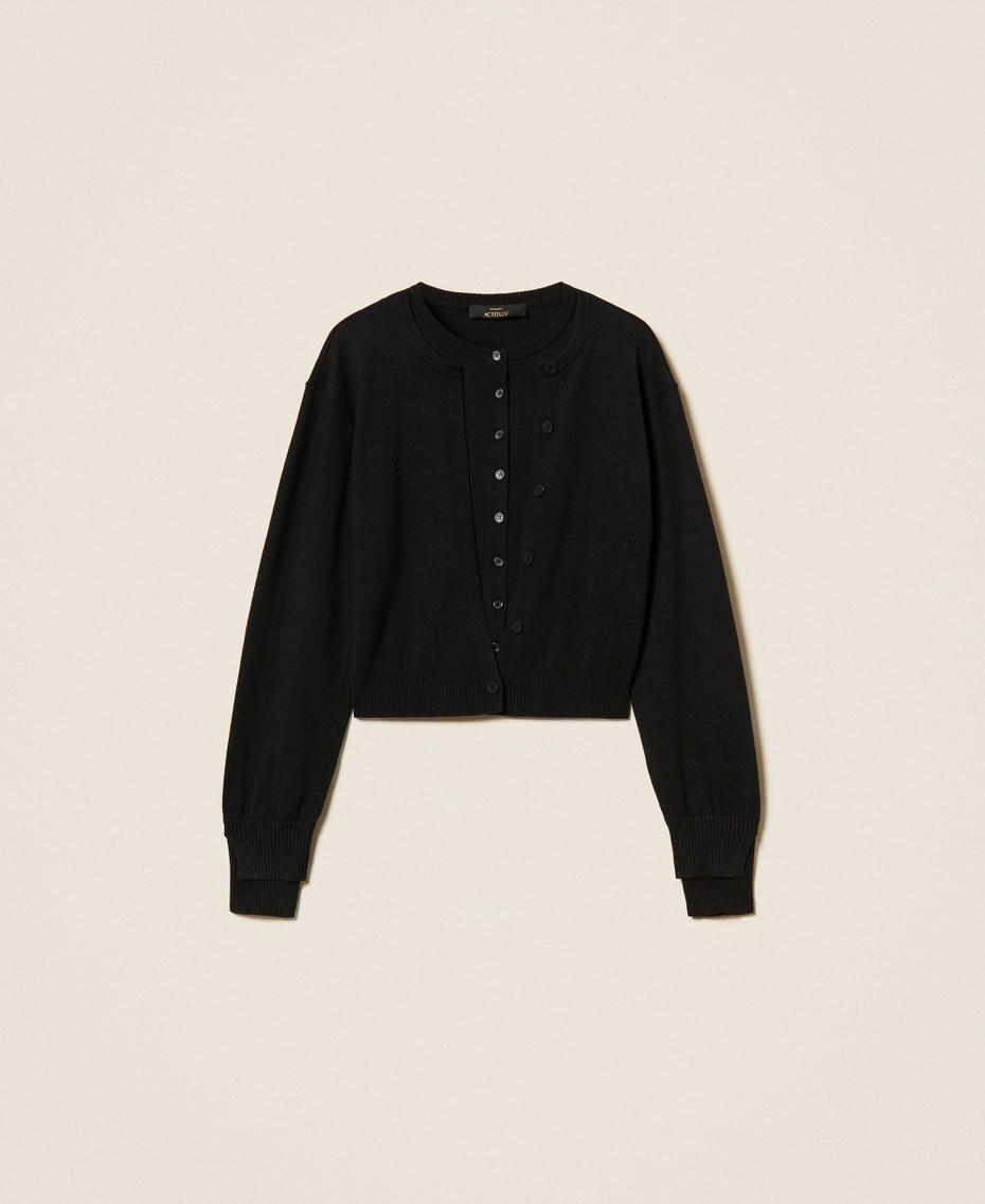 Cardigan with double garment effect Black Woman 252AP3052_00006_S0