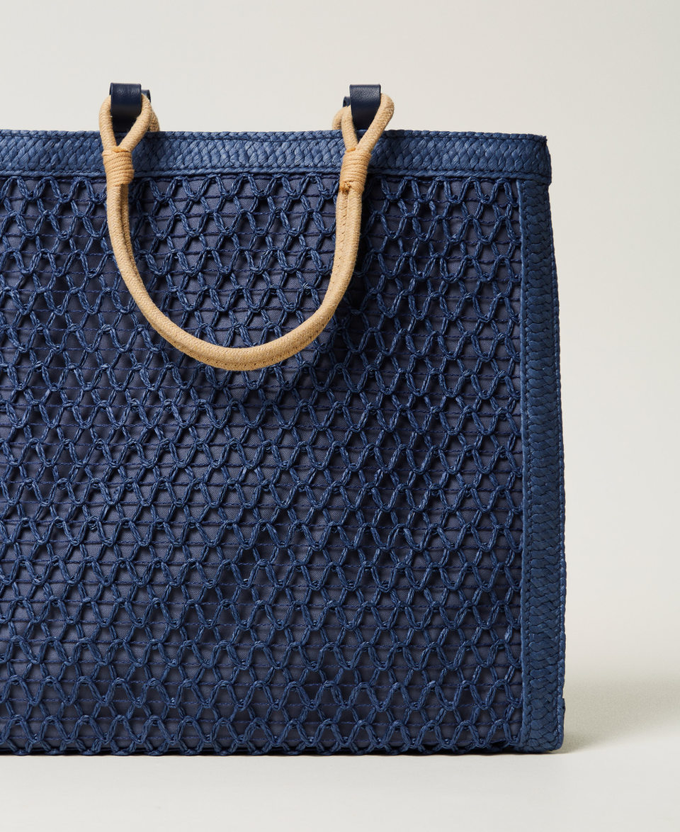 Woven straw shopper Classic Blue Woman 251LM8AHH_11956_03