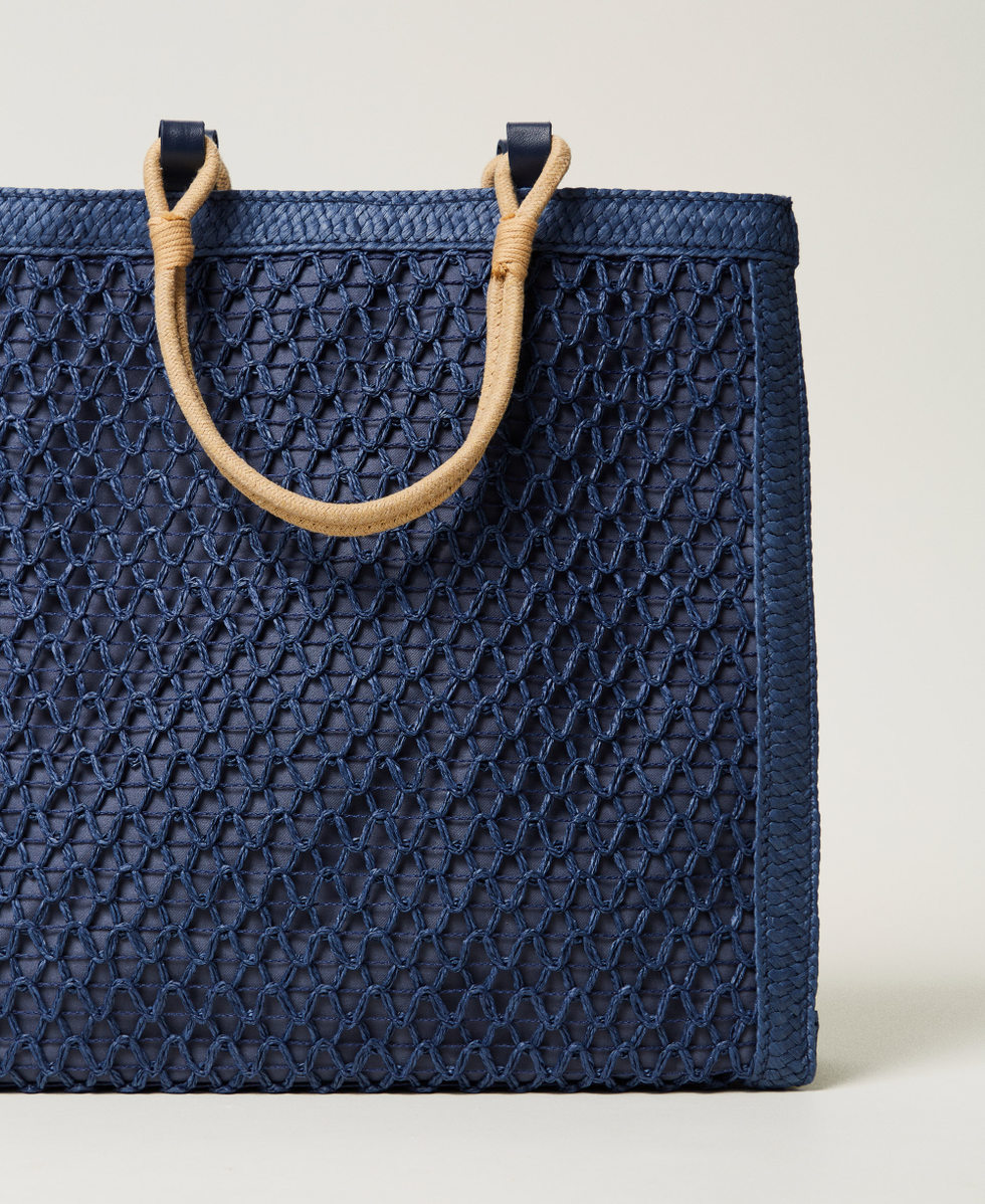Woven straw shopper Classic Blue Woman 251LM8AHH_11956_03