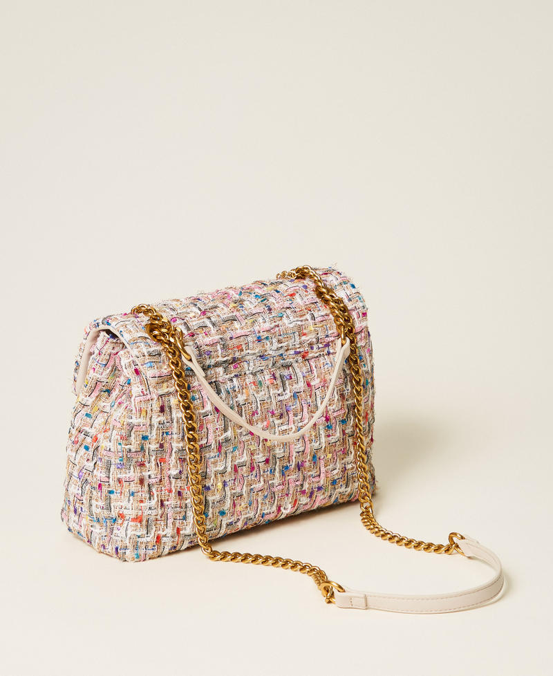 Tweed shoulder bag with logo buckle Multicolour Jacquard Tweed Woman 261TB7460_13313_03