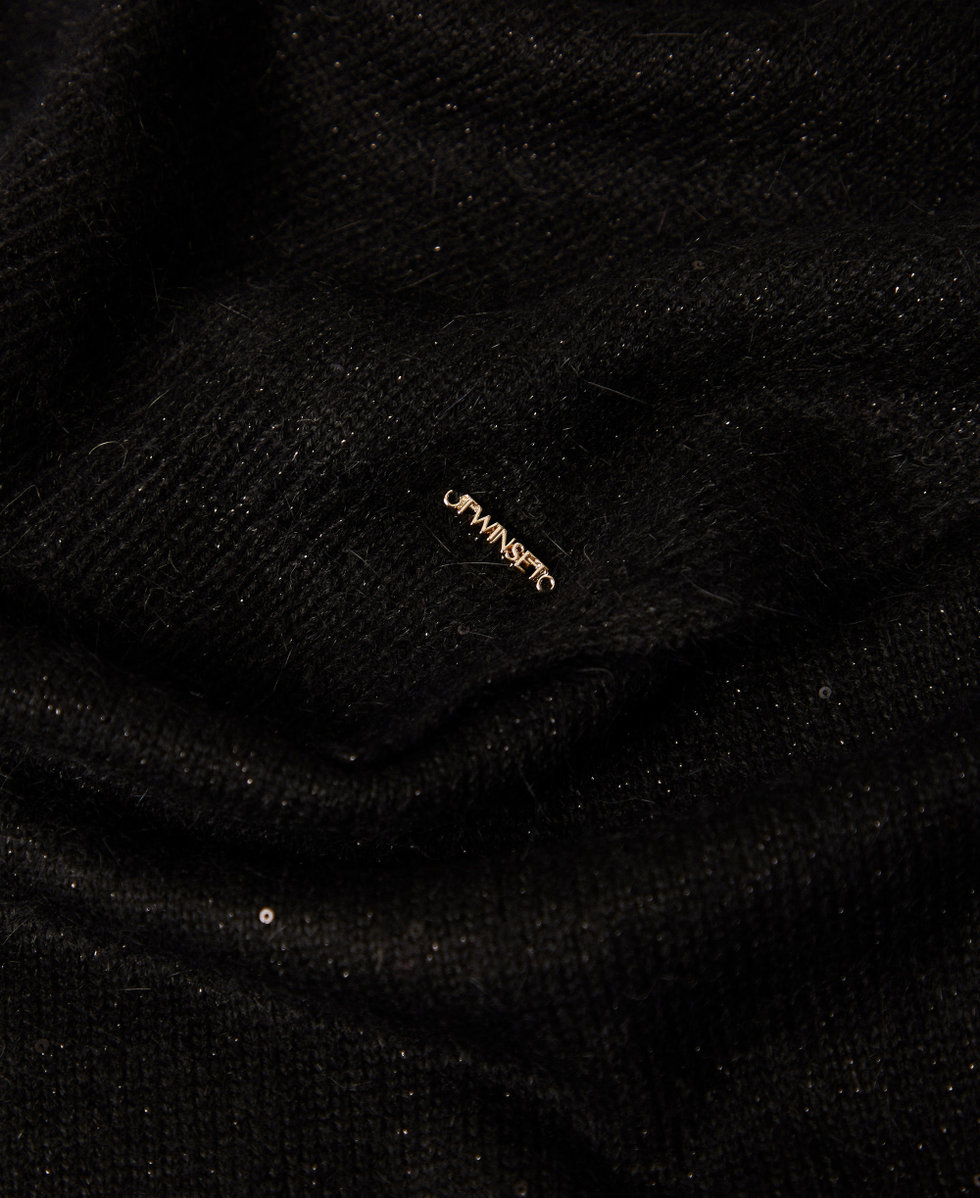 Sciarpa in maglia con paillettes Nero Donna 252TA426A_00006_02