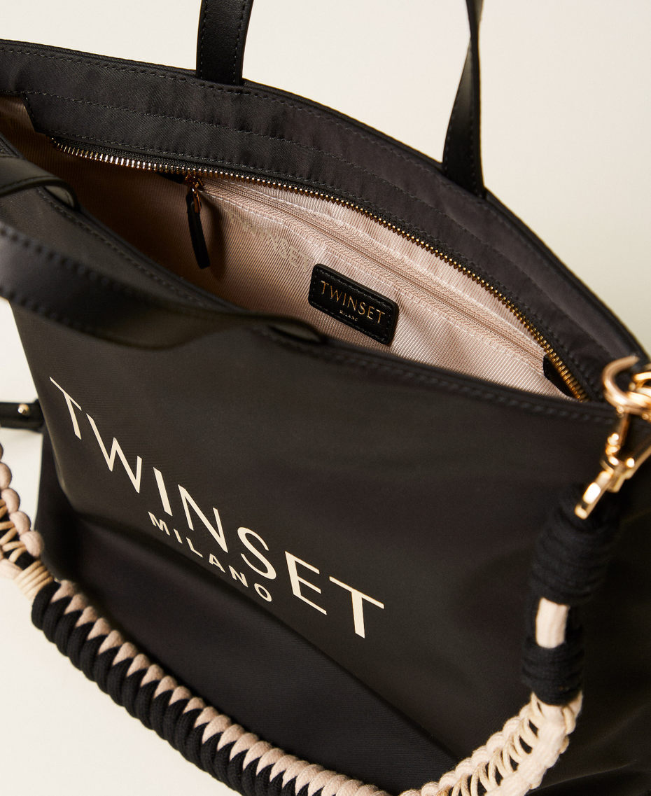 Bolso shopper con logotipo Negro Mujer 261TB7520_00006_04