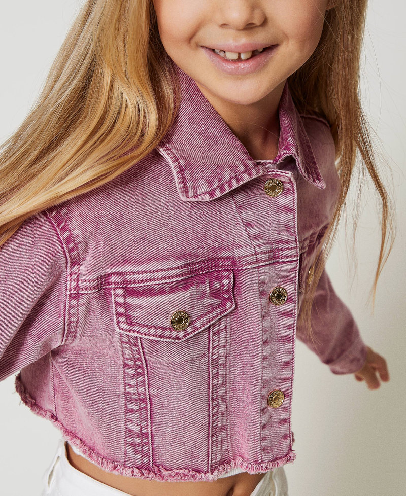Cropped-Jacke aus Bull-Denim Flamingorosa Mädchen 251GJ2490_00868_05
