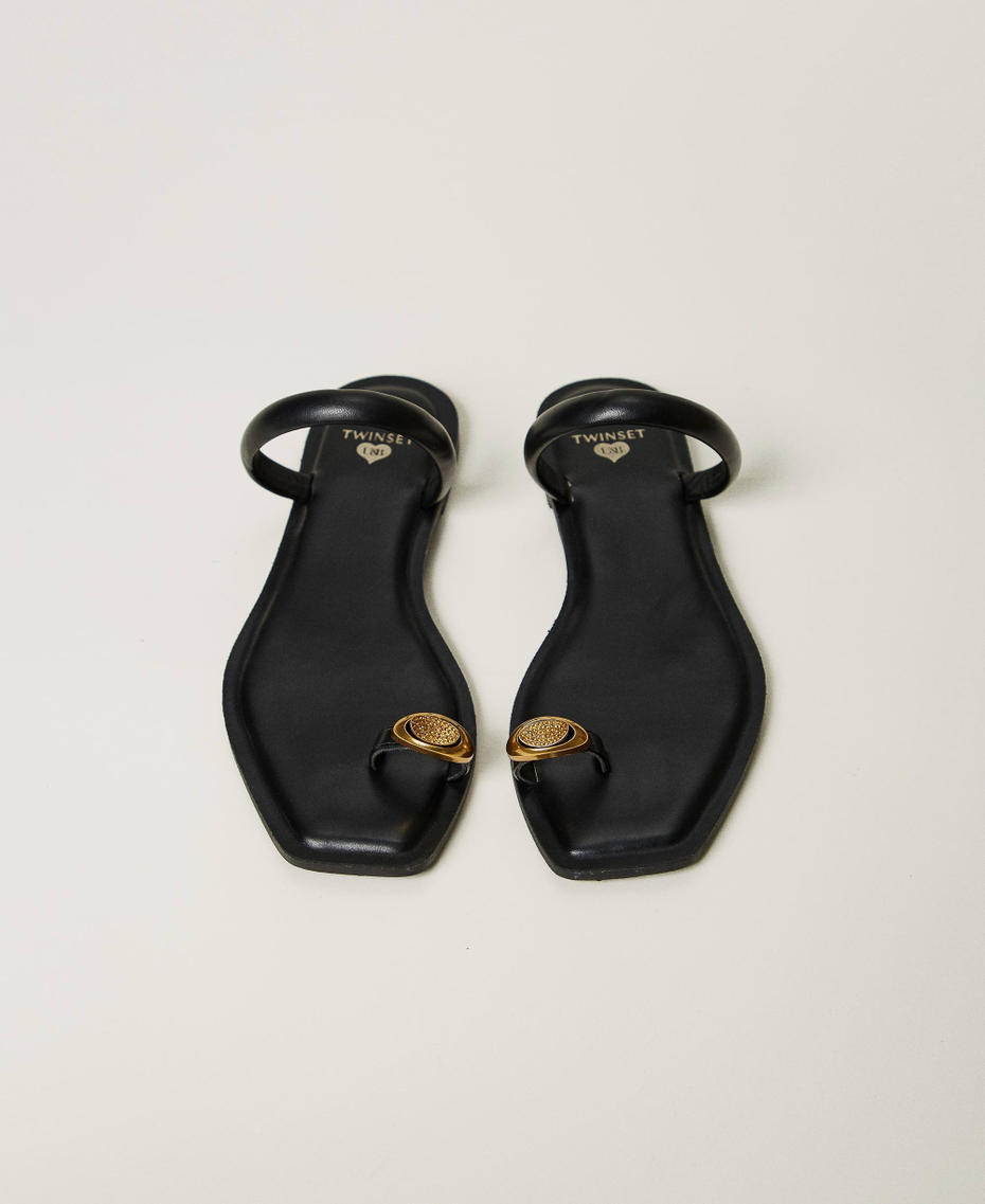 Slide sandals with jewel detail Black Woman 251LBP012_00006_04