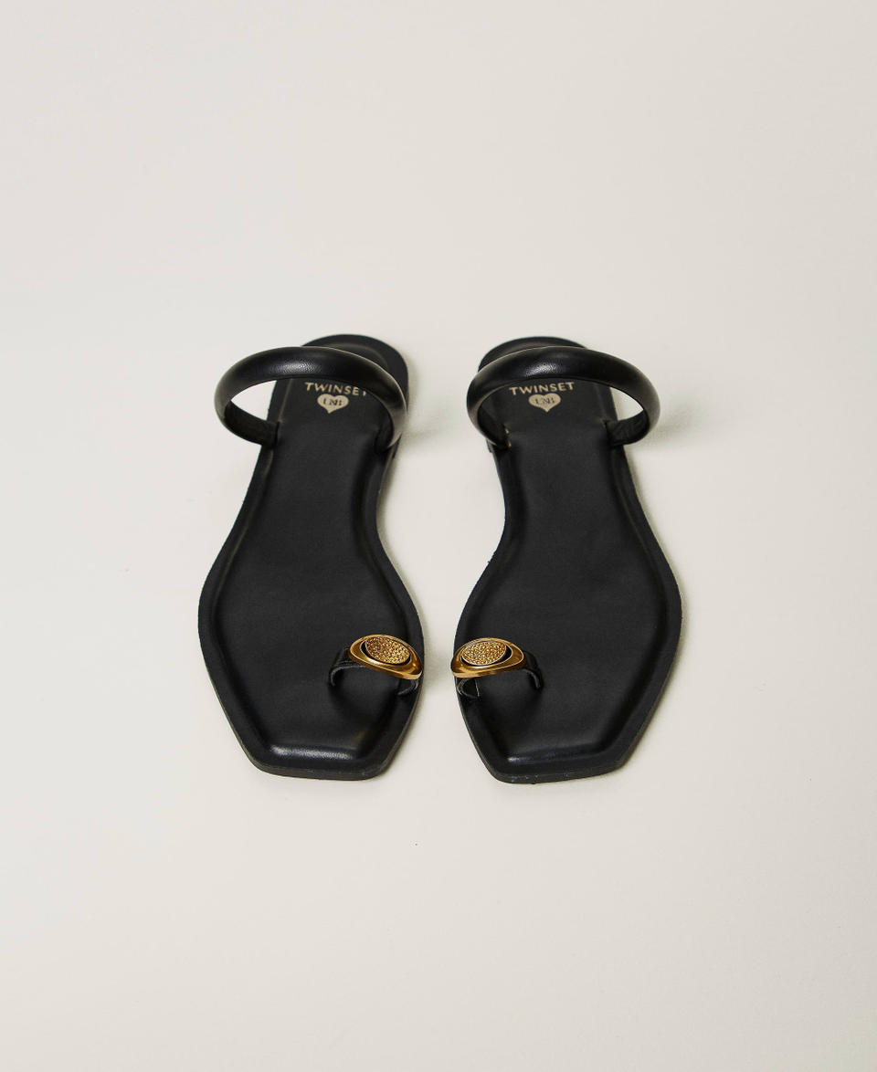 Slide sandals with jewel detail Black Woman 251LBP012_00006_04