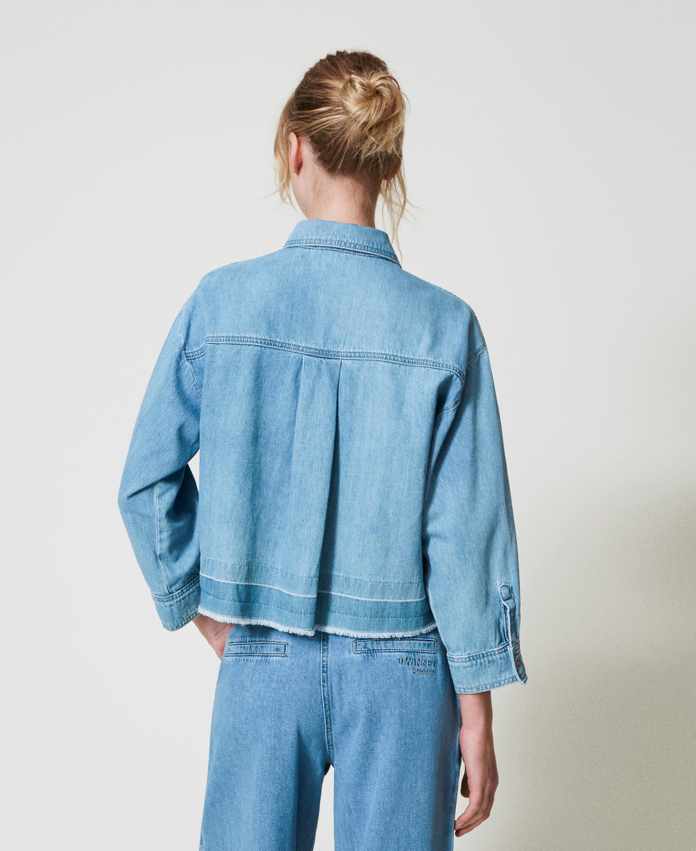 Denim shirt with studs Light Denim Woman 251AP2340_03498_02