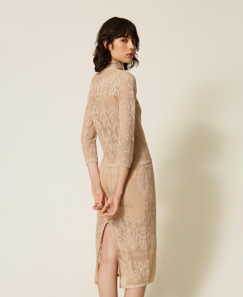 Jacquard knit midi skirt "Light Nougat" Beige Woman 262TF3032_14066_03