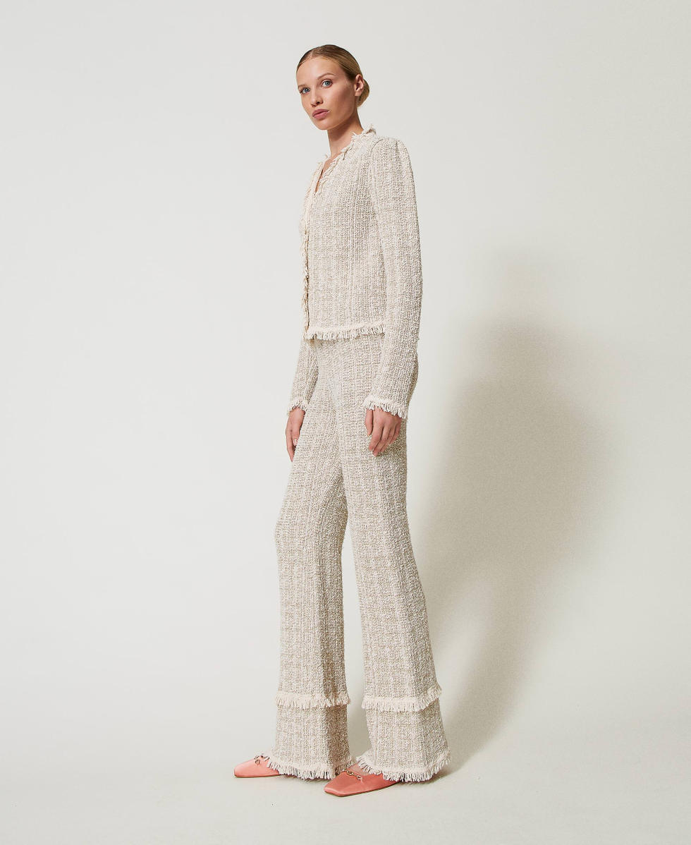 Jacquard knit trousers with lurex Snow Gold Lurex Jacquard Woman 251TP3562_12317_02