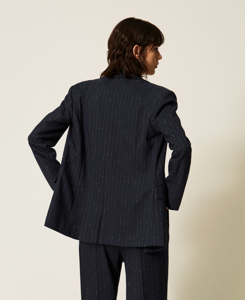 Chaqueta blazer de raya diplom&aacute;tica Blue Paint Pinstripe Mujer 262AP2364_13687_03
