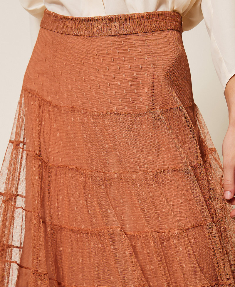 Falda larga de tul plumetis Marr&oacute;n &laquo;Mocha Mousse&raquo; Mujer 261TP2773_13168_04
