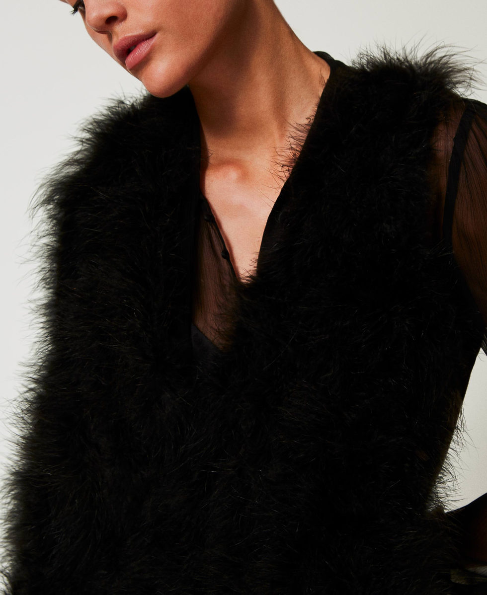 Gilet avec plumes Noir Femme 242LL5ATT_00006_04