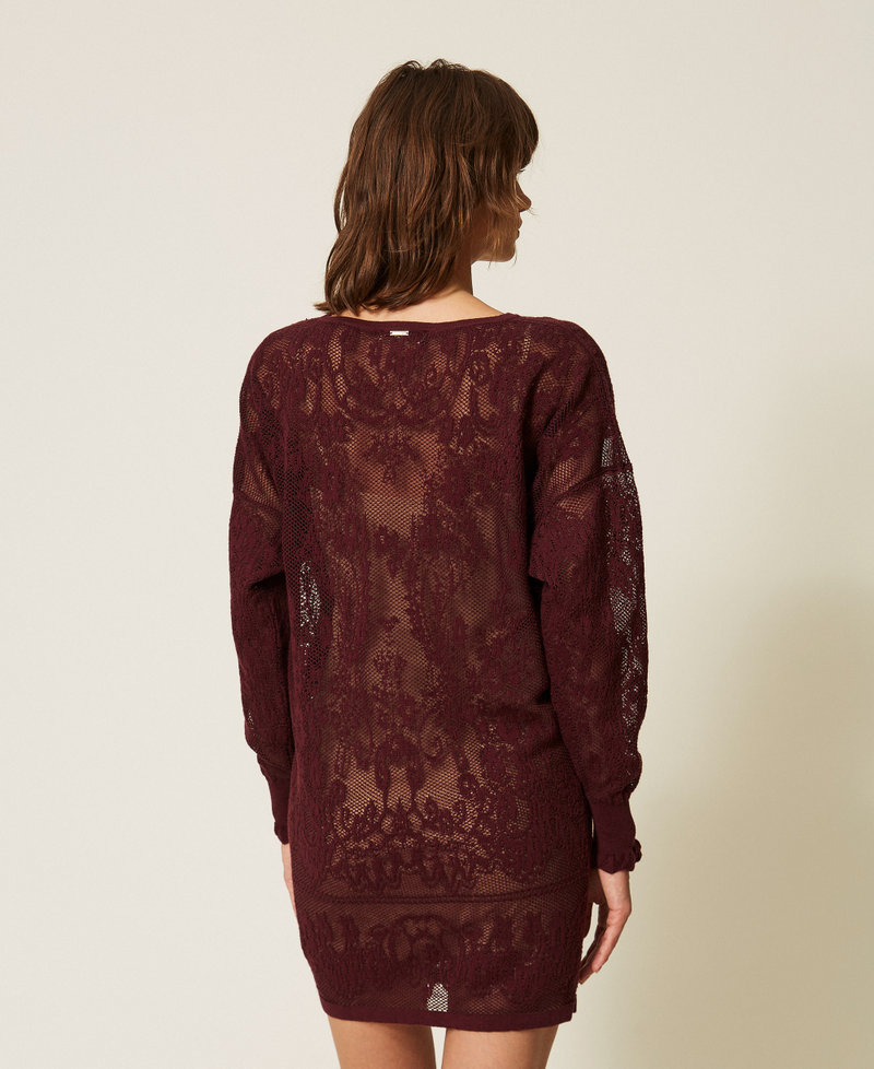 Kurzes Kleid aus Jacquard-Strick Dunkles "Winetasting"-Violett Frau 262TF3030_14144_04