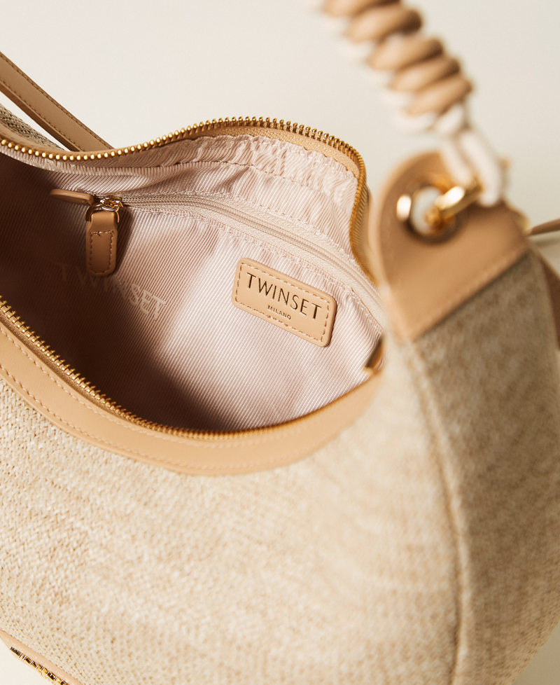 Raffia-effect hobo bag Straw Woman 261TB7051_00193_04