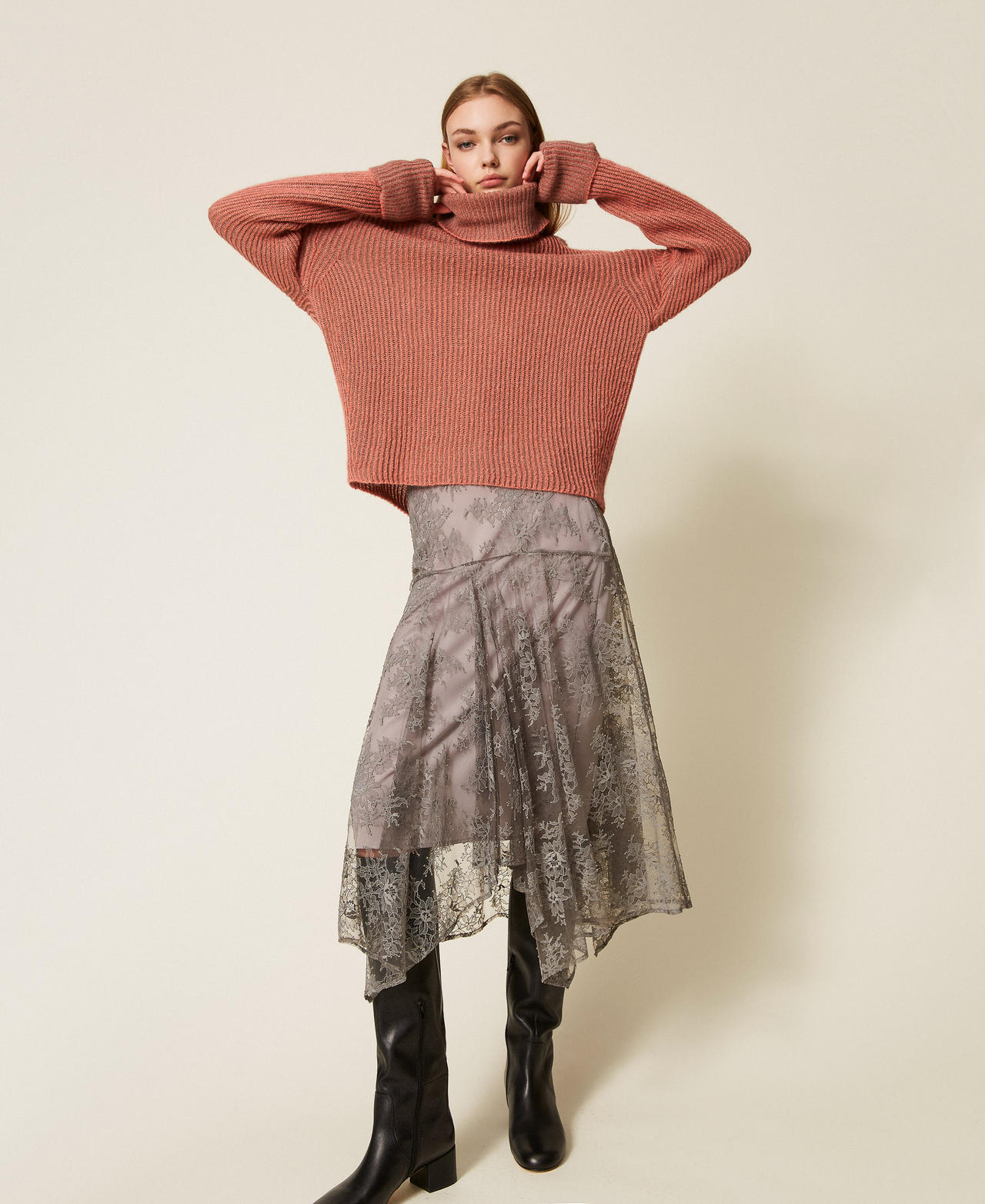 Falda larga de encaje Steel Mujer 252TF2112_12817_01