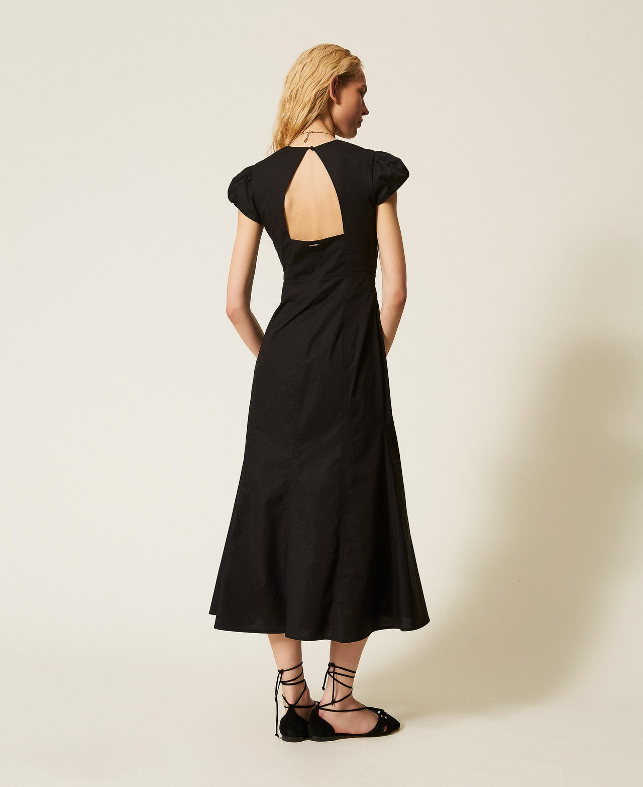 Long poplin dress Black Woman 261TT2025_00006_03