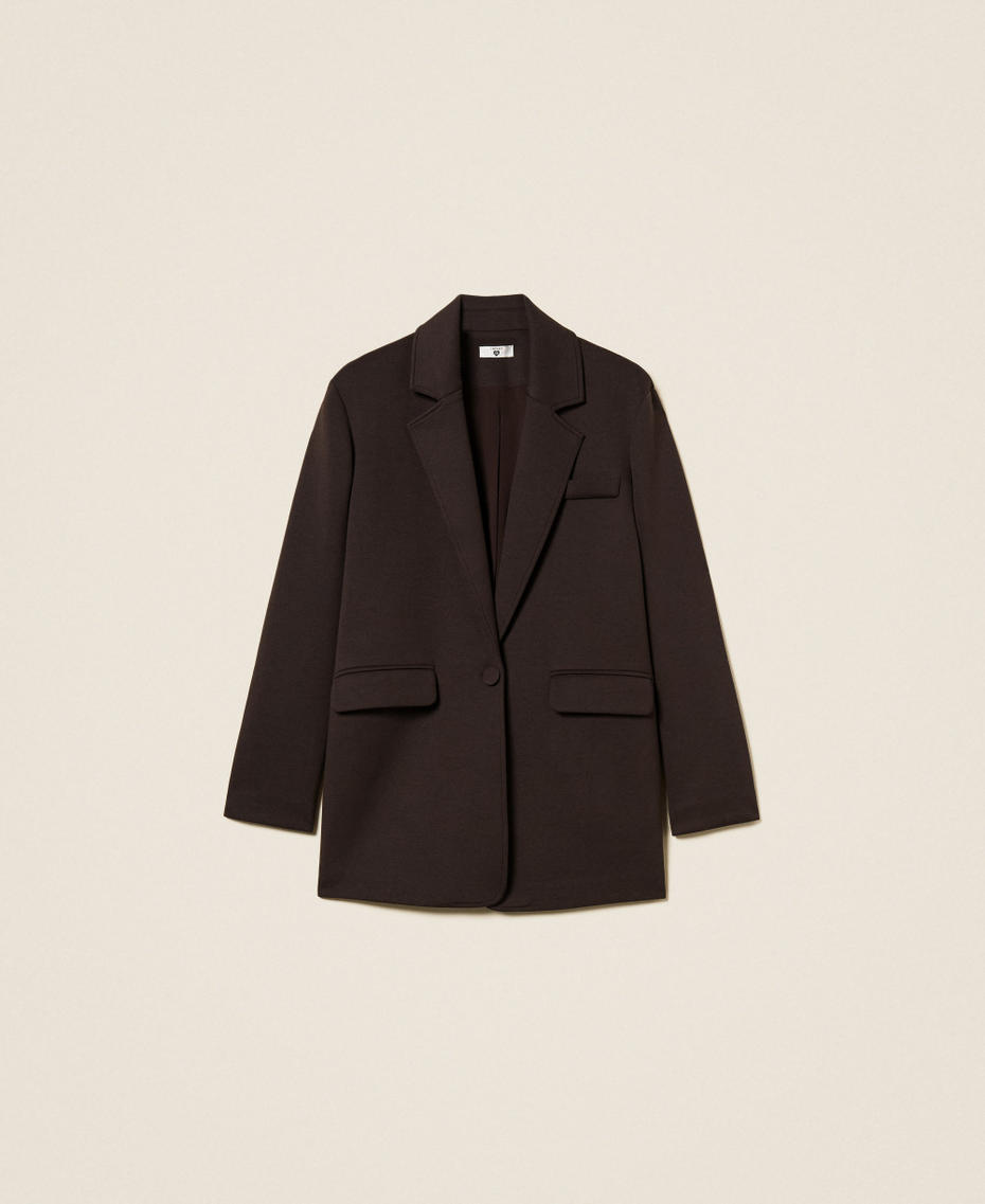 Oversized scuba jacket Black Chocolate Woman 252LI2LAA_11054_S0