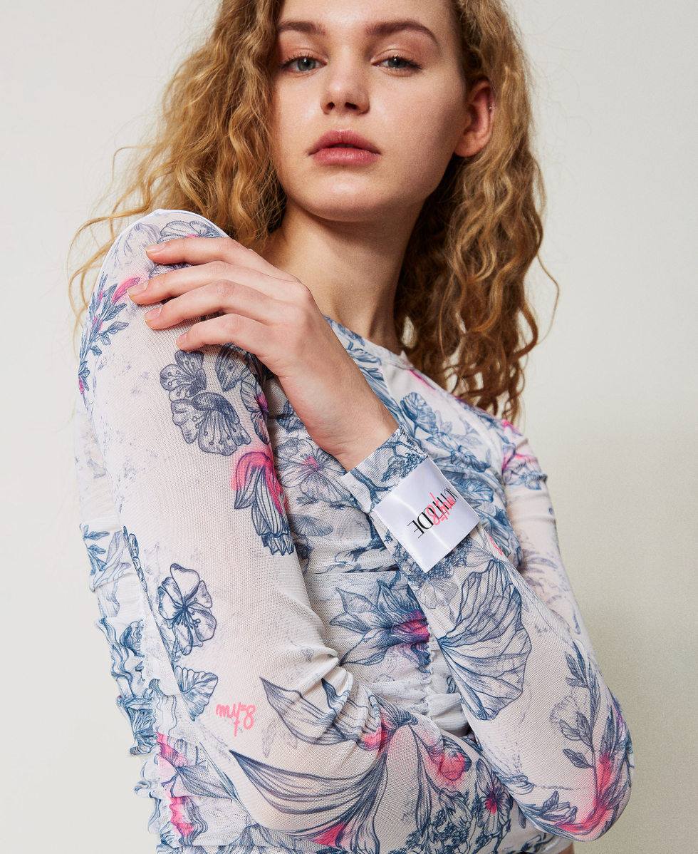 MYFO Bluse mit Raffmotiv