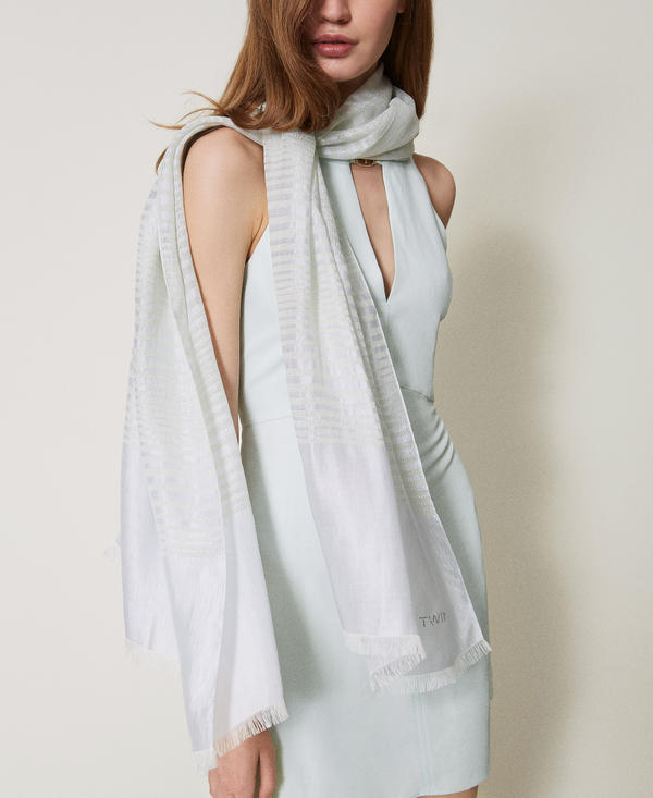 Sciarpa jacquard con lurex a righe