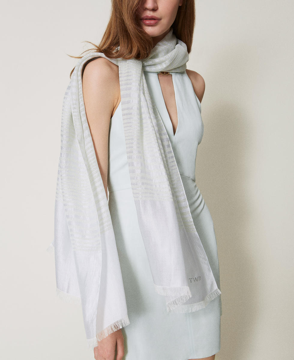 &Eacute;charpe jacquard avec lurex ray&eacute; Water Green Femme 251TO5490_12371_T0