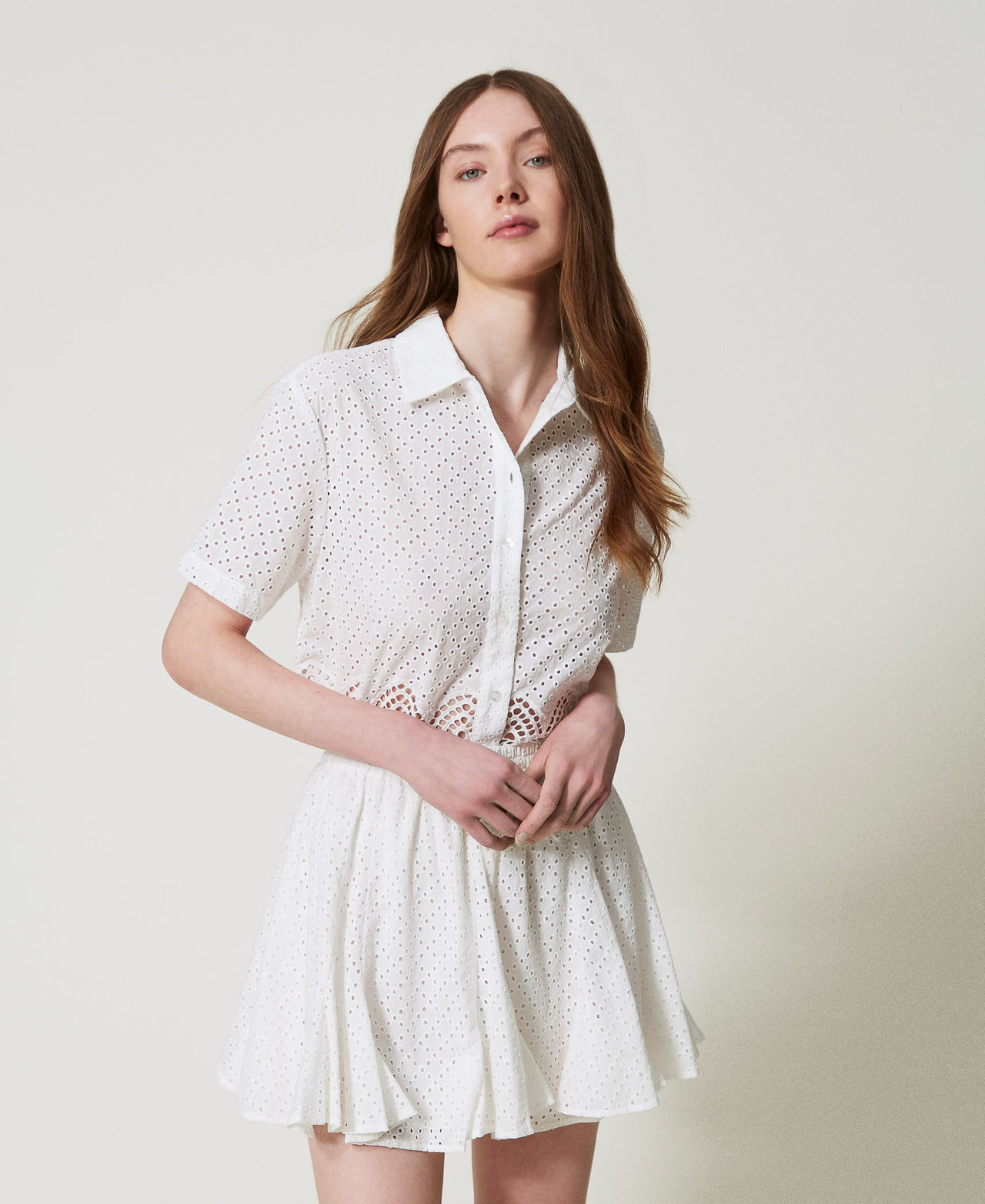 Broderie anglaise miniskirt Sugar White Woman 251LM2VHH_00632_02