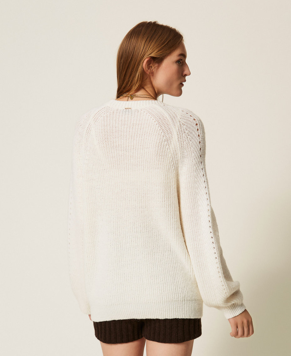 Cardigan mit H&auml;kelblumen Perlmutt Frau 262TT3192_00059_03