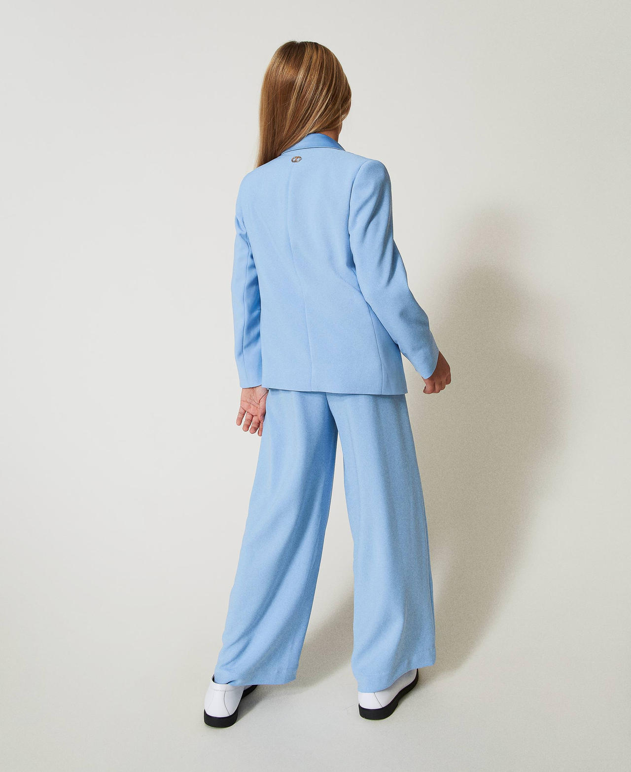 Cr&ecirc;pe palazzo trousers Light Paper Blue Girl 251GJ2QN8_12148_03