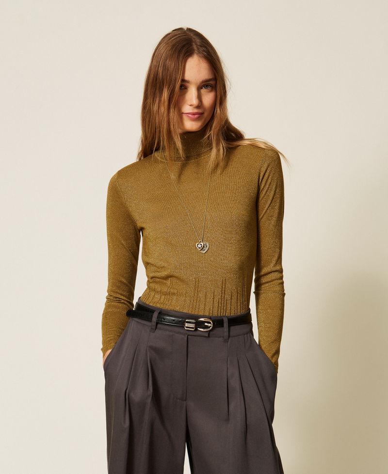 Turtleneck jumper with lurex Shiny Oil Lurex Woman 262LI3RCC_13919_01