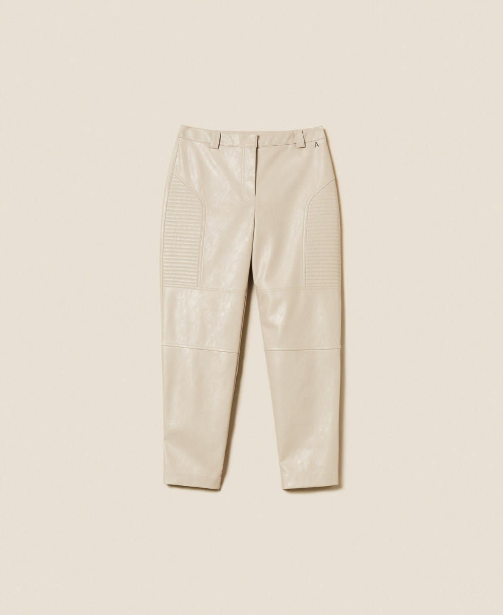 Pantalon motard effet cuir Gris &laquo;&nbsp;Craie&nbsp;&raquo; Femme 252AP2061_12169_S0