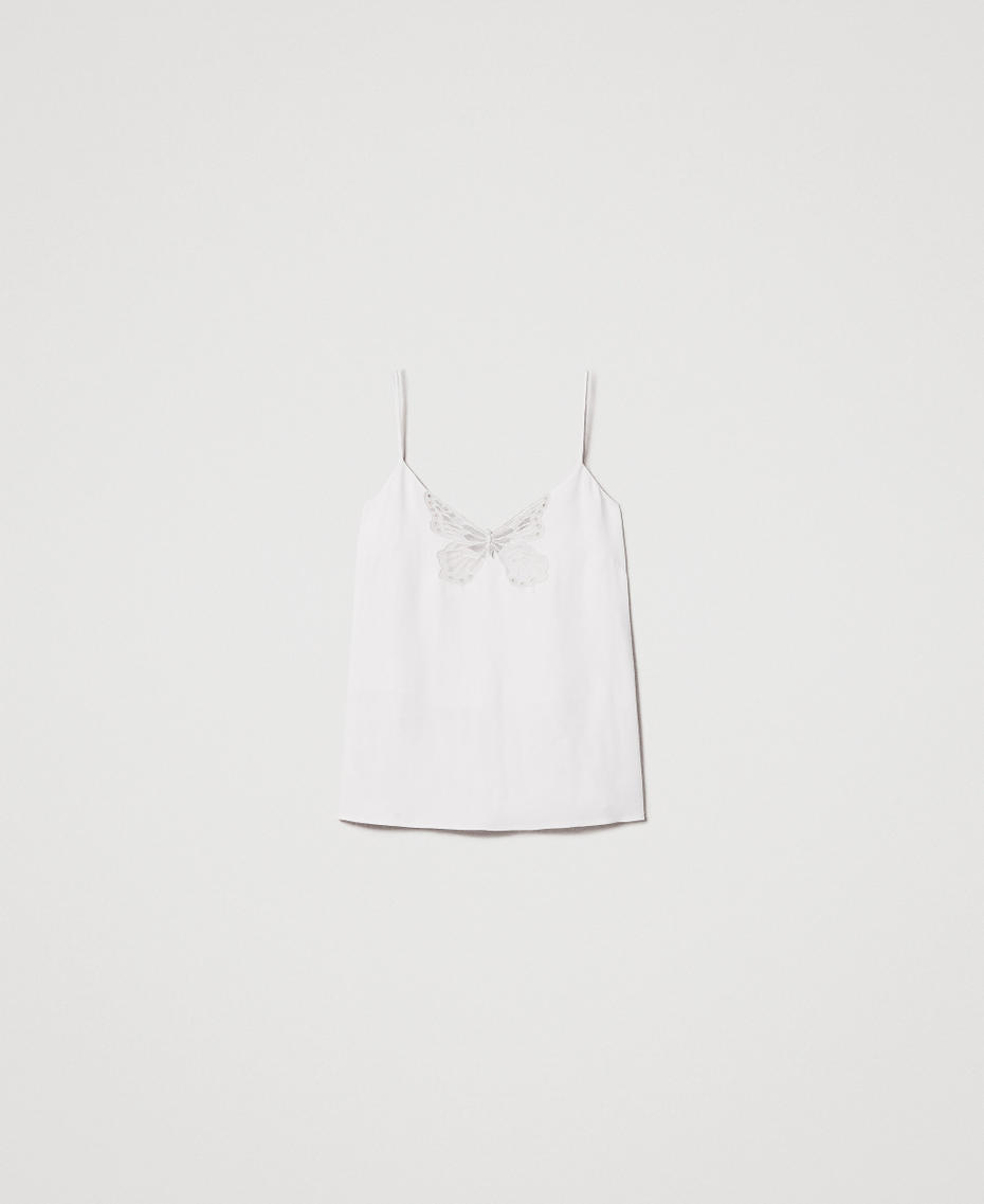 Top with an embroidered butterfly Mother Of Pearl Woman 251TS2014_00059_S0