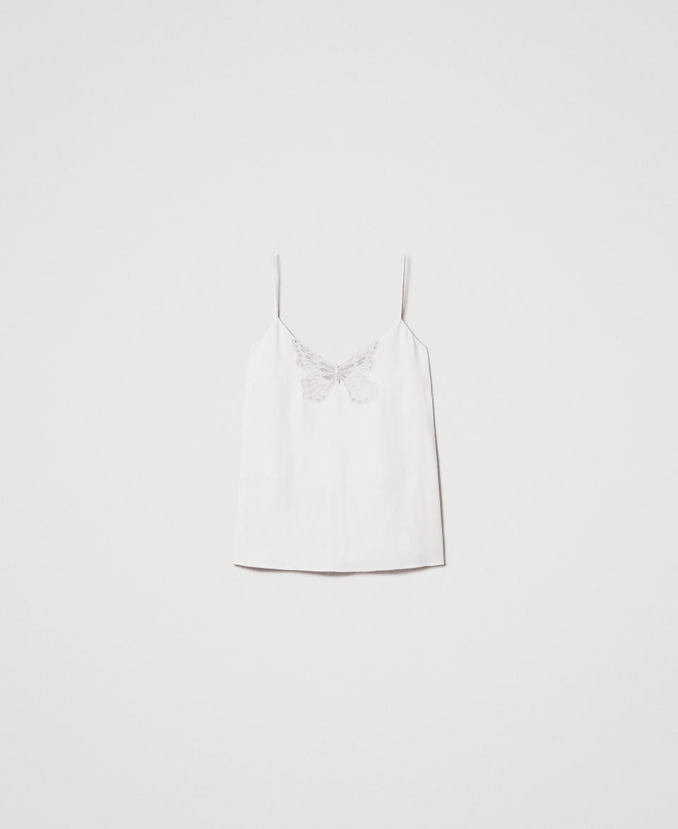 Top with an embroidered butterfly Mother Of Pearl Woman 251TS2014_00059_S0
